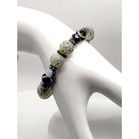 Vintage Natural Stone, Glass Beads, Mixed Medium Bracelet, Necklaces, 5 pieces - Picture 6 of 9